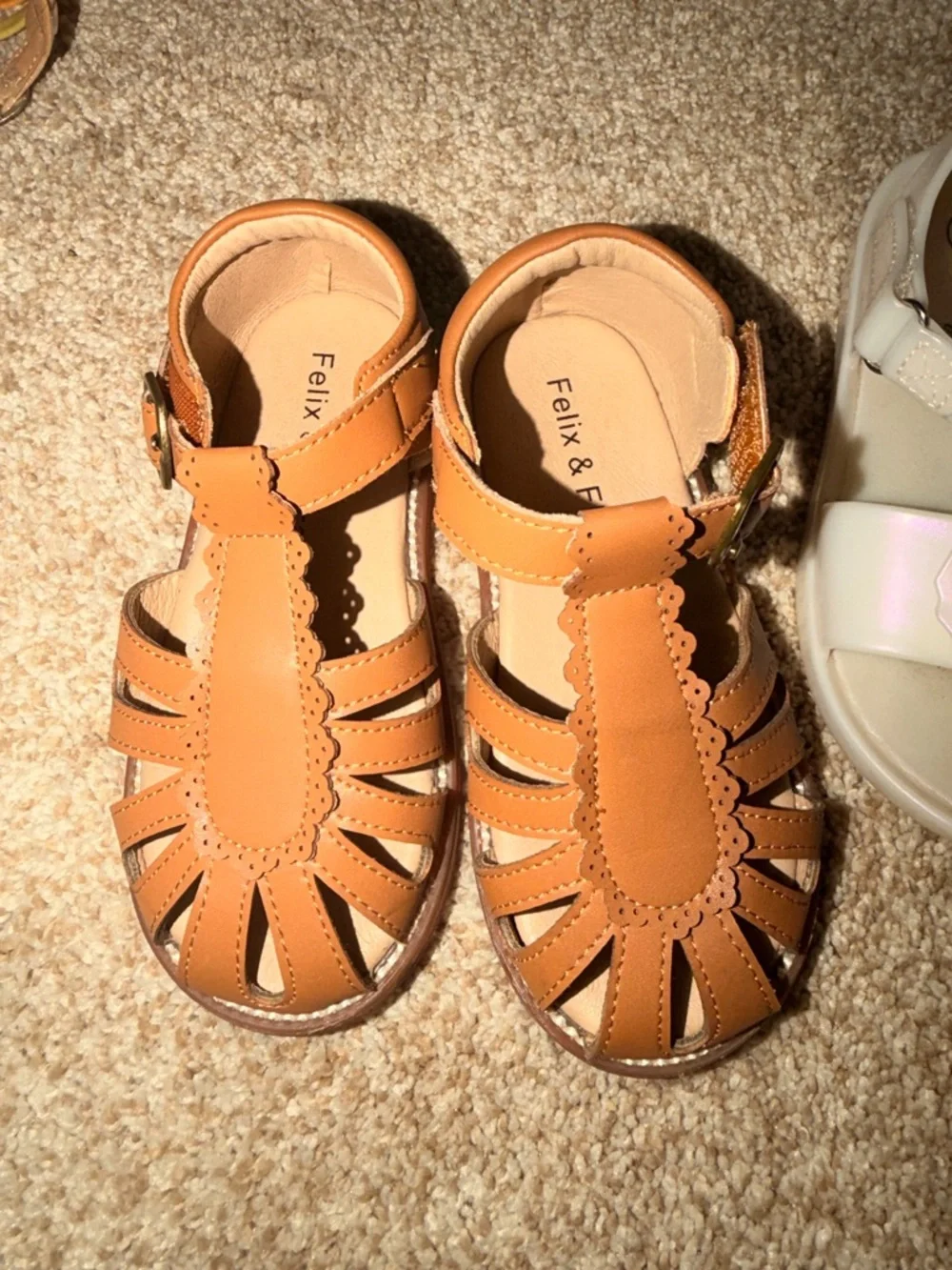 Girls Orange Strappy Sandals with Ankle Strap